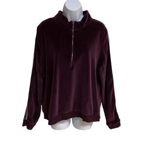 Fabletics Britt Plush Velour Half Zip Pullover Women’s XXL Burgundy Leisure Top